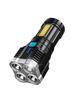 Lanterna LED Tactica 2 in 1, Flippy, 4 Moduri de Iluminare, Tip Proiector COB, Rezistenta la Apa, Reincarcabila, USB, Lanterna de Drumetii, 13.6 x 5 cm, Negru