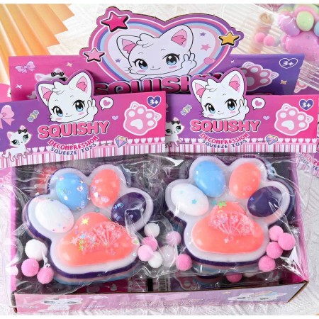 Jucarie Antistres Squishy, Flippy, cu Revenire Lenta, Model Cat Paw, 12.5x10.5 cm, 220g, Ambalaj Transparent, Model 8, Multicolor