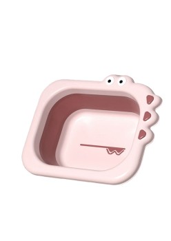 Lavoar Pliabil, Flippy, pentru Copii, din PP/TPE, Portabil, Model Crocodil, 30x24.5x9 cm, Roz