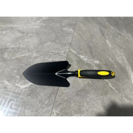 Set 4 Unelte Grădină Plantare și Îngrijire, PVC + Oțel Carbon, Greblă, Săpăligă Dublă, Lopată Mica, Lopată Lată, 43 x 11 cm, Negru/Galben