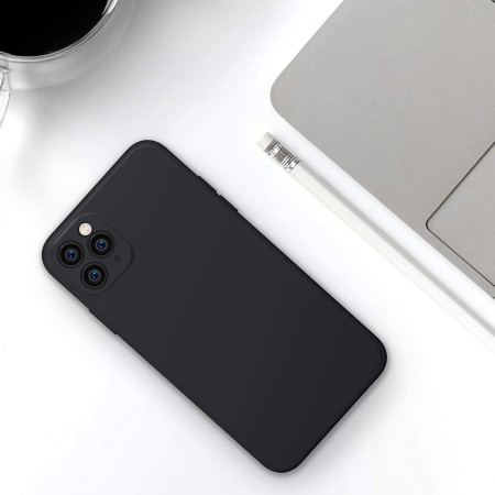 Husa protectie compatibila cu Apple iPhone 11 Pro Max Liquid Silicone Case Negru