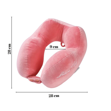 Pernă de Călătorie pentru Gât, Design Ergonomic cu 4 Puncte de Susținere, Bumbac Moale, Ajustabilă, Roz