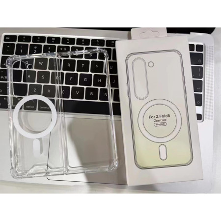 Husa de protectie Flippy compatibila cu Samsung Z Fold 5, MagSafe Blister, gaura mare camera, transparenta