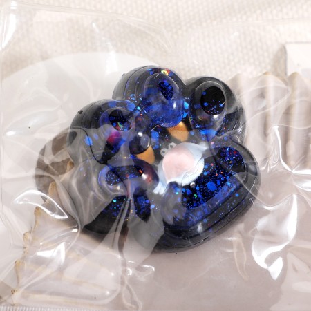 Jucarie Antistres Squishy, Flippy, cu Revenire Lenta, Model Cat Paw, 6.5 x 6 cm, din Tpr, 4-6 Ani, Model 3 Vietati Marine, Negru cu Insertii