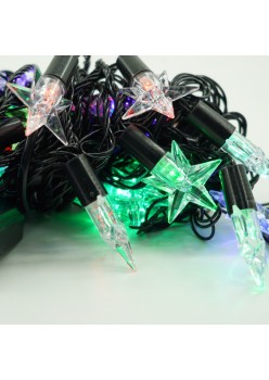Instalatie de Craciun cu Model Stelute, Liniara RGRB, 10 m, 220V, 40 LED, Interconectabila, Fir Negru, multicolor