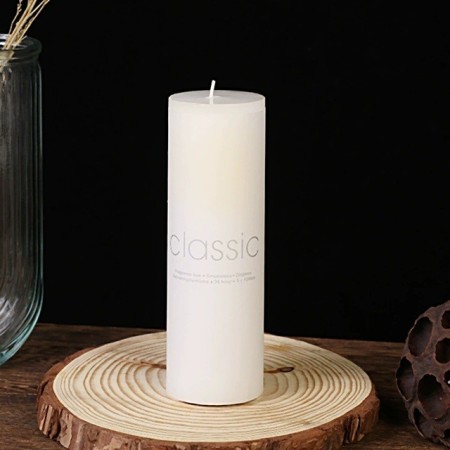 Lumanare Decorativa, Flippy, din Parafina, Cilindrica, Fara Fum si Fara Parfum, 5 x 15 cm, 260 g, Ardere 36h, Ivory Alb