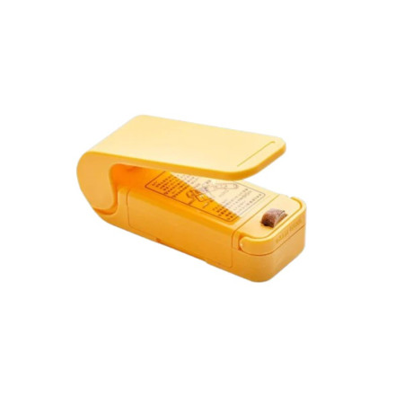 Mini Aparat de Sigilat Pungi, Etanșare Termică, Portabil cu Spate Magnetic, Alimentare pe Baterii, 9.7x3 cm, Galben
