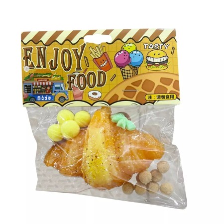 Jucarie Antistres Squishy, Flippy, cu Revenire Lenta, Model Croissant, 10x8 cm, 90g, Ambalaj Transparent, Maro