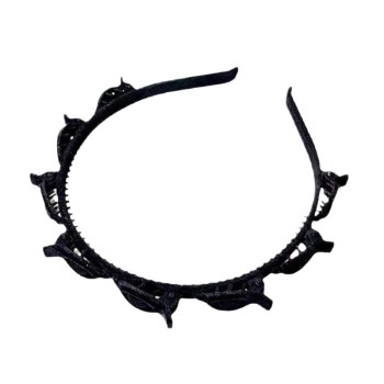 Banda de Par pentru Femei, Flippy, Agrafa Stil Coreean, Accesoriu pentru Par cu Textura MultiStrat, Negru