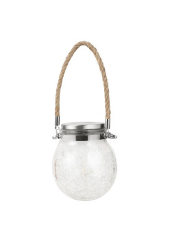 Lampa solara decorativa pentru exterior Flippy, IP65, 20 LED-uri, 600mAh, 14 x 12 cm, cu agatatoare, model borcan rotund, alb cald