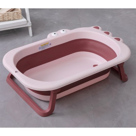 Cada Pliabila pentru Baie, Flippy, din PP+TPR, pentru Copii 0-6 Ani, Model Crocodil, Dop de Scurgere, 80x54x21 cm, Roz