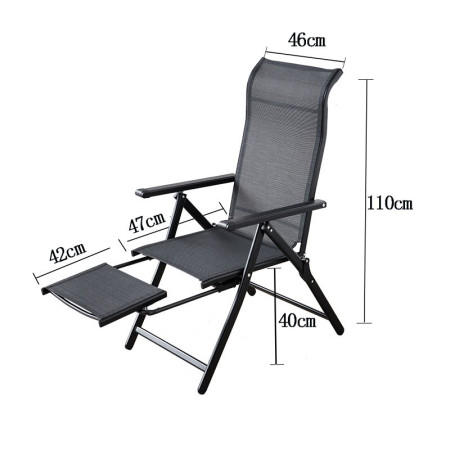 Sezlong de gradina, Flippy, Aluminiu/Textil, suport picioare, pliabil, 47 x 110 x 46 cm, negru