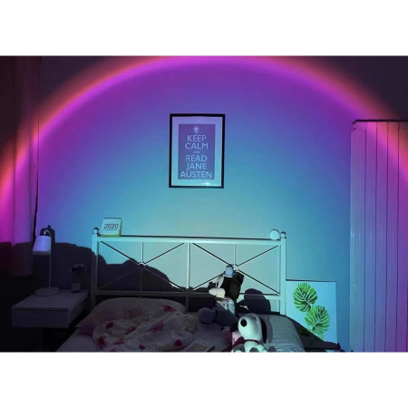Lampa de veghe cu proiectie Multicolor RGB cu telecomanda, Flippy, lumina ambientala pentru atmosfera romantica, iepuras, Roz