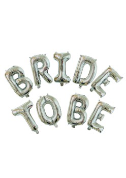 Set Baloane din Folie Metalizata, Flippy, Model Bride to Be, Litere de 40 cm, Baloane Party, Ambalaj Individual, Pai Inclus, Umflare cu Aer sau Heliu, Argintiu