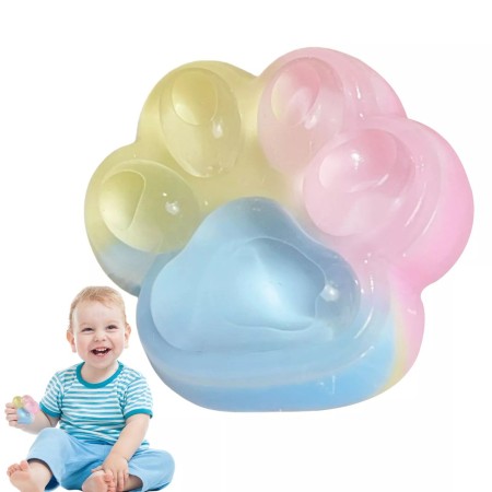 Jucarie Antistres Squishy, Flippy, cu Revenire Lenta, Model Cat Paw, 6.5 x 6 cm, din Tpr, 4-6 Ani, Model Curcubeu, Multicolor cu Insertii