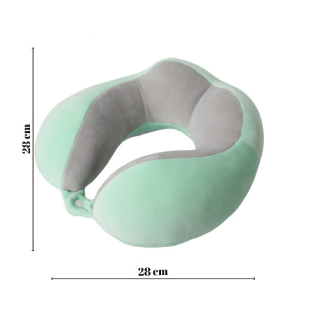 Pernă de Voiaj pentru Gât, Bumbac Moale, Suport Ergonomic cu 4 Puncte de Confort, Sistem de Prindere cu Capse, Ideală pentru Călătorii, Birou, Mașină, Verde