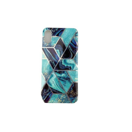 Husa protectie pentru Apple iPhone XR Soft IMD TPU Marble Geometric Albastru