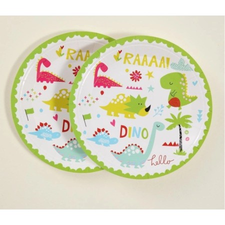 Set 10 Farfurii Petrecere, Flippy, Colectia Dino Park, 17 cm Diametru, din Carton, Multicolor