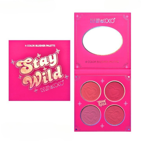 Paletă Blush "Stay Wild", 4 Culori Pigmentate, Textură Catifelată, 12.2 x 12.2 cm, Look Natural & Strălucitor