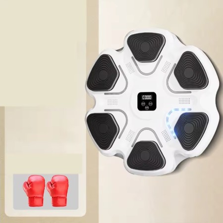 Aparat Box Cu Muzica, Montabil pe Perete, Flippy, Alb, Difuzor, Bluetooth, Iluminare LED, 38 x 27 x 32 cm, Manusi Incluse