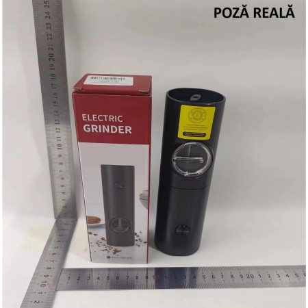 Rasnita Electrica pentru Cafea si Condimente, Flippy, Cutit de Macinare din Otel Inoxidabil, Incarcare cu Baterii, Optiuni Diferite de Macinare, Usor de Manevrat, 18x5.5cm, Negru