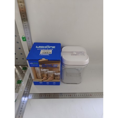 Cutie depozitare Alimente, Flippy, PET+ABS+Silicon, 12.5x12.5x16.5 cm, 461 g, 1.3L, Transparent alb