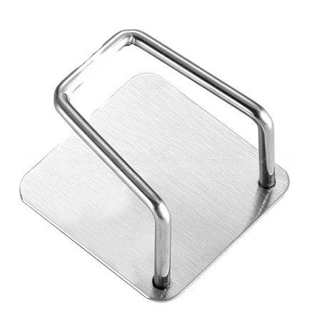 Suport Autoadeziv pentru Burete și Accesorii, Organizator Compact din Oțel Inoxidabil, 5x5x3.5 cm, Gri