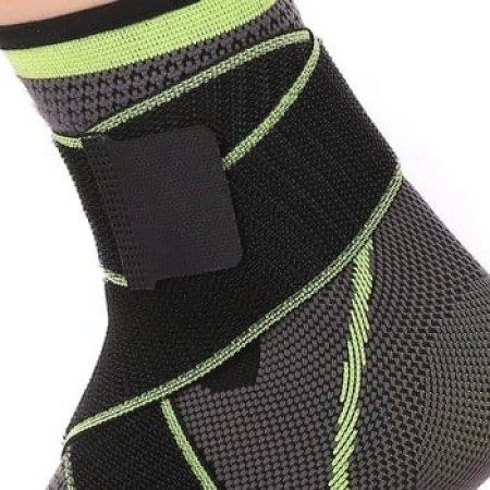 Orteza pentru Glezna, Flippy, cu Benzi Elastice de Fixare, 24 x 10.5 cm, din Nailon, Negru/Verde