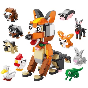 Set de Constructie, Flippy, 10 in 1, 361 Piese, Diverse Forme, +6 Ani, din Abs, Multicolor