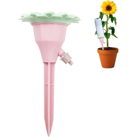 Set picuratoare cu valva pentru irigare Flippy, design floare, viteza reglabila, fixare prin infigere, practic, 16.8 x 9 cm, roz