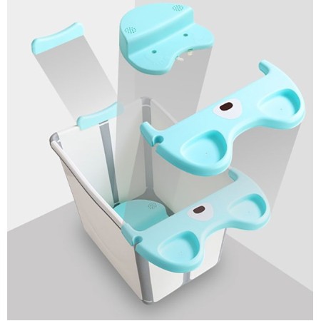 Cada Pliabila pentru Baie, Flippy, din PP+TPE, pentru Copii +6 Luni, Model Ursulet, Scaun de Interior, Detasabil, 82 x 50 x 54 cm, Albastru
