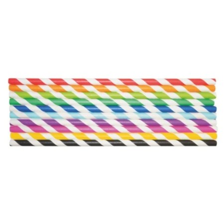 Set 25 Paie, Flippy, din Hartie, 20 cm, Model cu Dungi, Multicolor