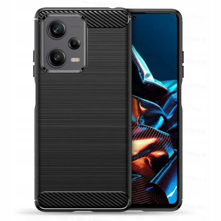 Husa Carbon Fiber compatibila cu Xiaomi Redmi Note 12 Pro / Poco X5 Pro, Flexibila, HTPMAG Protect 33.21, Black