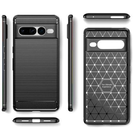 Husa compatibila cu Google Pixel 7 Pro TPU Carbon, Negru