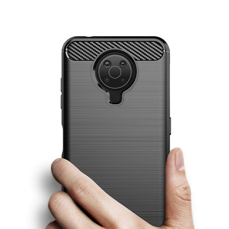 Husa Carbon compatibila cu Nokia G10 / G20, Flexibila HTP, Black