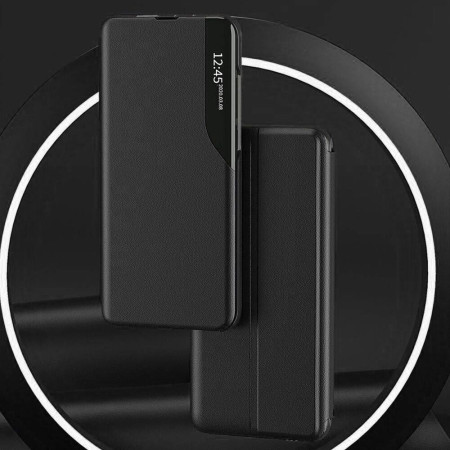 Husa Flip din Piele compatibila cu Samsung Galaxy S22,HTPMAG,E-Fold, Black