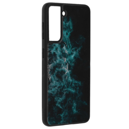 Husa Glaze Glass Care compatibila cu Samsung Galaxy S21 FE, Slim Glow,HTPMAG, Blue Nebula