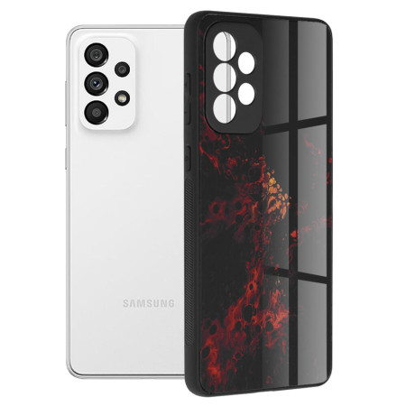 Husa Glaze Glass Top G compatibila cu Samsung Galaxy A73 5G, Slim Glow, HTPMAG, Red Nebula