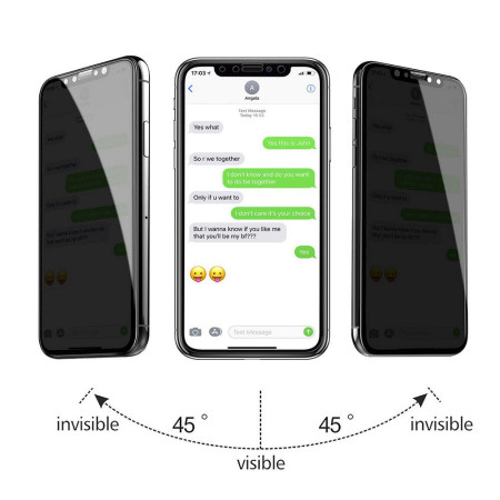 Folie sticla securizata cu acoperire pe intreg ecranul, High Quality PRIVACY, Tempered Glass compatibila cu Apple iPhone 11 Pro Max