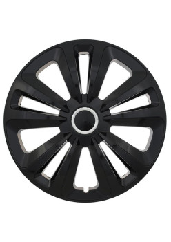 Set 4 capace 16 inch roti, din material ABS durabil cu standarde de calitate, Inel Cromat, Black