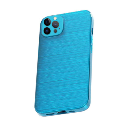 Husa compatibila cu Apple iPhone 12 Pro, Finisaj Metalic Lucios, Protectie pe Camera, Blue