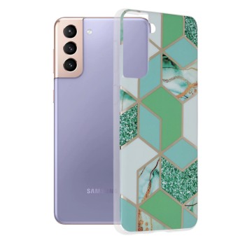 Husa compatibila cu Samsung Galaxy S21 Plus, Abstract Marble, Hex Fashion, Green