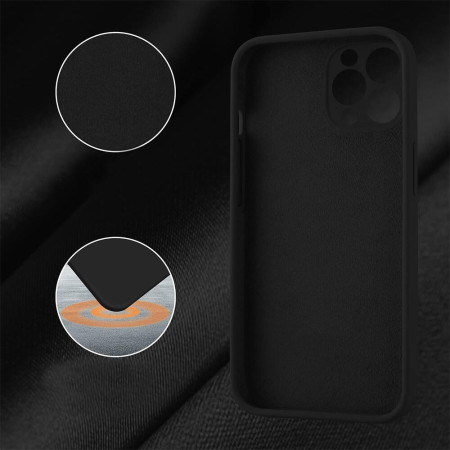 Husa protectie compatibila cu Apple iPhone 13 Pro, ultra silm, silicon HTPMAG, Camera SuperProtect, Interior din Microfibra, Negru 32.422