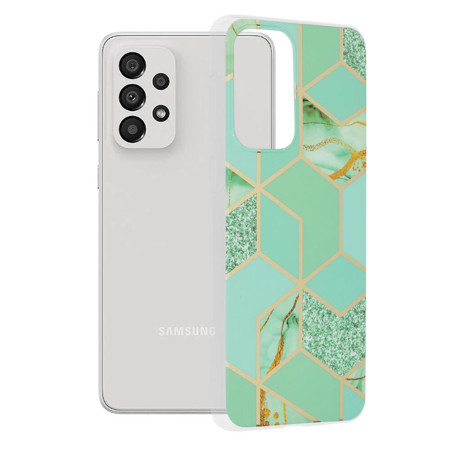 Husa compatibila cu Samsung Galaxy A33 5G, Marble Floral, Verde