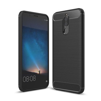 Husa de telefon Carbon Premium Protect , Huawei Mate 10 Lite, 6 nivele de protectie, Finisaj metalic, Slim, Black