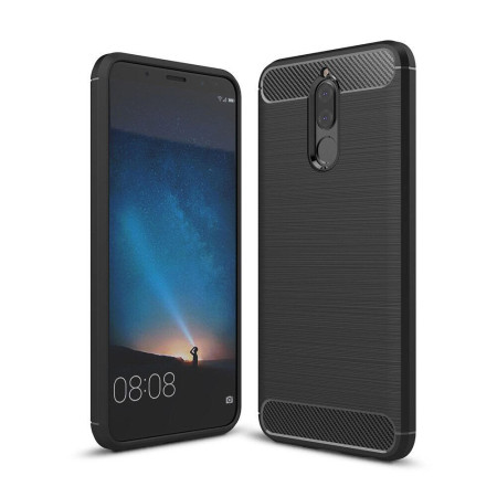 Husa de telefon Carbon Premium Protect , Huawei Mate 10 Lite, 6 nivele de protectie, Finisaj metalic, Slim, Black