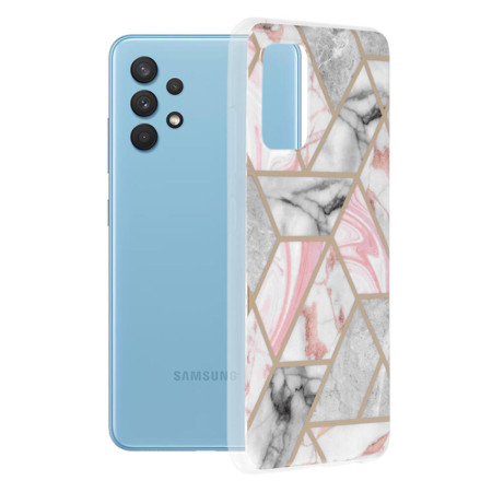 Husa compatibila cu Samsung Galaxy A32 4G, Abstract Marble, Hex Fashion, Pink