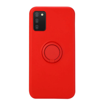 Husa Soft Liquid compatibila cu Samsung Galaxy A03S, interior cu piele Alcantara, 360° Inel Rotativ cu Magnet Auto, Rosu
