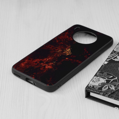 Husa Glaze Glass Top G compatibila cu Huawei Nova 8i, Slim Glow, HTPMAG, Red Nebula