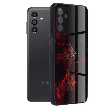 Husa Glaze Glass Care compatibila cu Samsung Galaxy A13 5G, Slim Glow,HTPMAG, Red Nebula